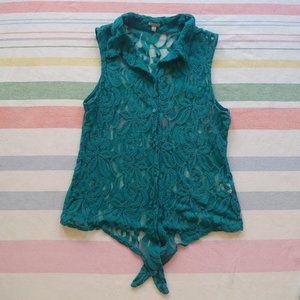 Charlotte Russe Sleeveless Tie-Front Button-Up